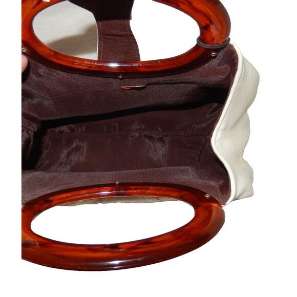 Vintage 1950's Ande Handbag Purse Buttery Soft Leather Cream Bakelite Handles - Picture 10 of 10